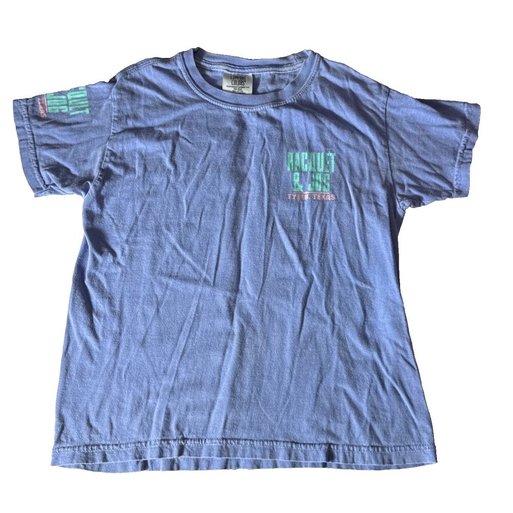 Racquet & Jog Tyler Tx Youth T-Shirt Size Medium Light Blue Short Sleeve Cotton